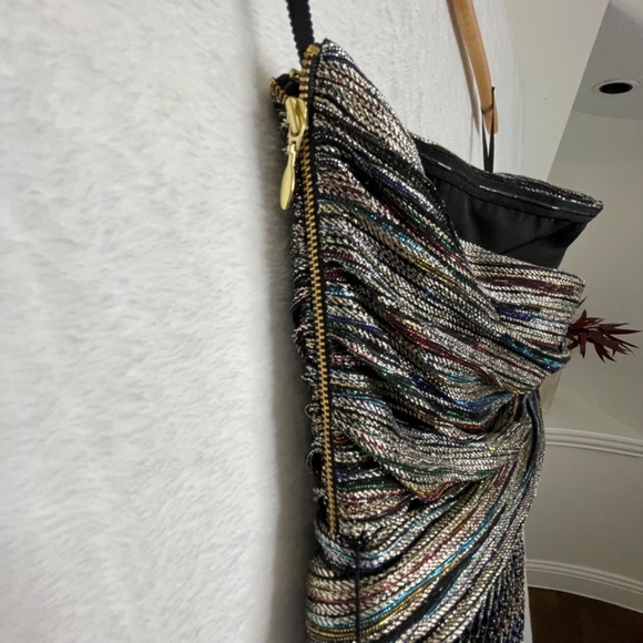 Rebecca Vallence Bellagio Strapless Lame Metallic Flared-Leg Jumpsuit. Sz 6 - Picture 7 of 10